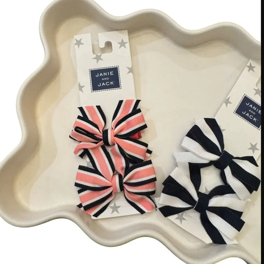 Janie and Jack Baby OS Striped Bows - Set of 2